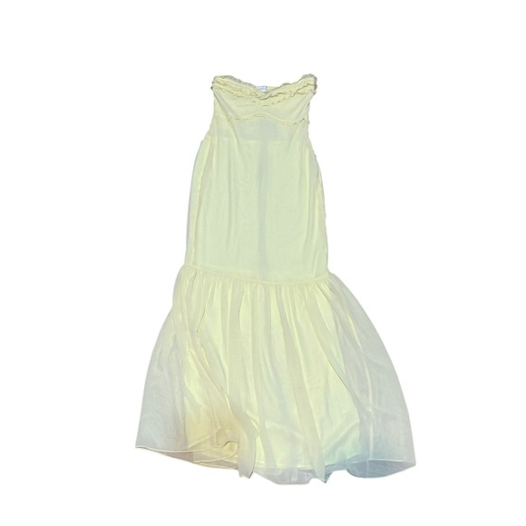 MESHKI Olivette Strapless Ruffle Maxi Dress Yellow Mermaid Fishtail Gown Size S - Picture 2 of 5